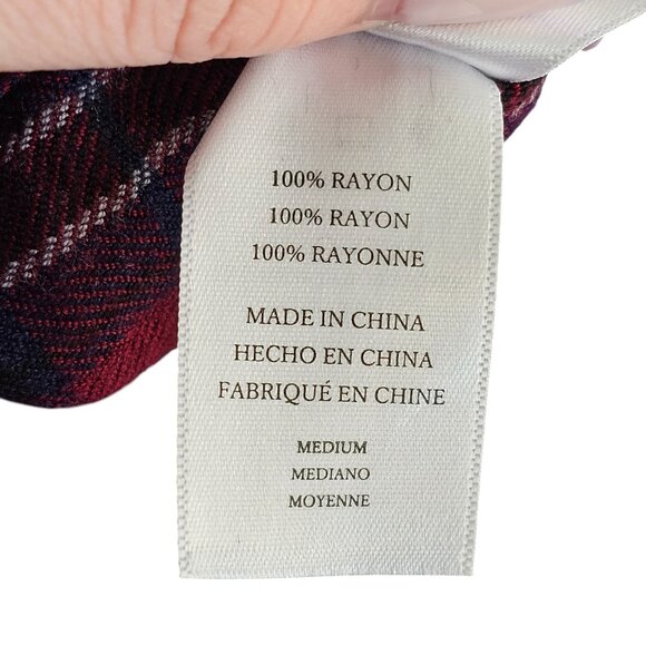 Rails Plaid Bianca Shirtdress Burgundy Blue Long Sleeve Collared Dress Sz M - Picture 11 of 12